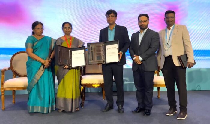 Team members from Bentley Systems and Kumaraguru College of Technology sign MOU to empower students and faculty with access to industry-grade infrastructure tools and insights. (Image courtesy of Bentley Systems)