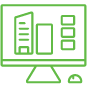 A computer monitor displaying a green icon as part of its infrastructure. | Bentley Systems | Infrastructure Engineering Software Company A computer monitor displaying a green icon as part of its infrastructure.