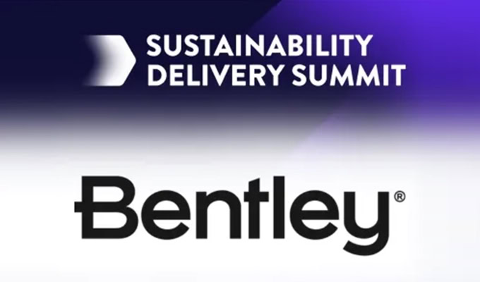 Logo for the Sustainability Delivery Summit featuring the Bentley brand on a gradient background.