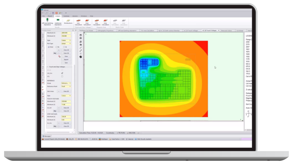 A laptop screen displays a thermal map with multicolored zones ranging from blue to red. The software interface shows various settings and parameters on the side, expertly grounding users in data visualization tools without common misconceptions clouding accuracy. | Bentley Systems | Infrastructure Engineering Software Company A laptop screen displays a thermal map with multicolored zones ranging from blue to red. The software interface shows various settings and parameters on the side, expertly grounding users in data visualization tools without common misconceptions clouding accuracy.